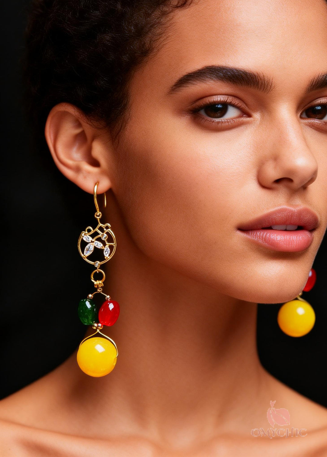 Italian Multicolour Gem Stone Beeswax Drop Earrings