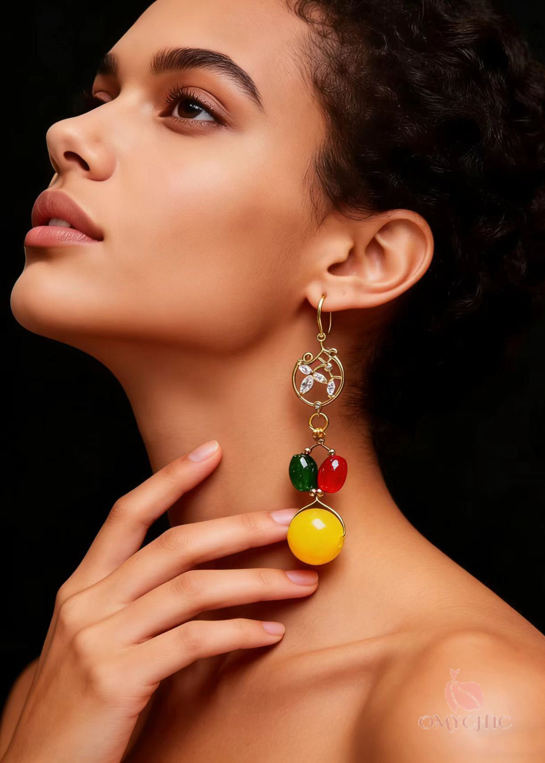 Italian Multicolour Gem Stone Beeswax Drop Earrings