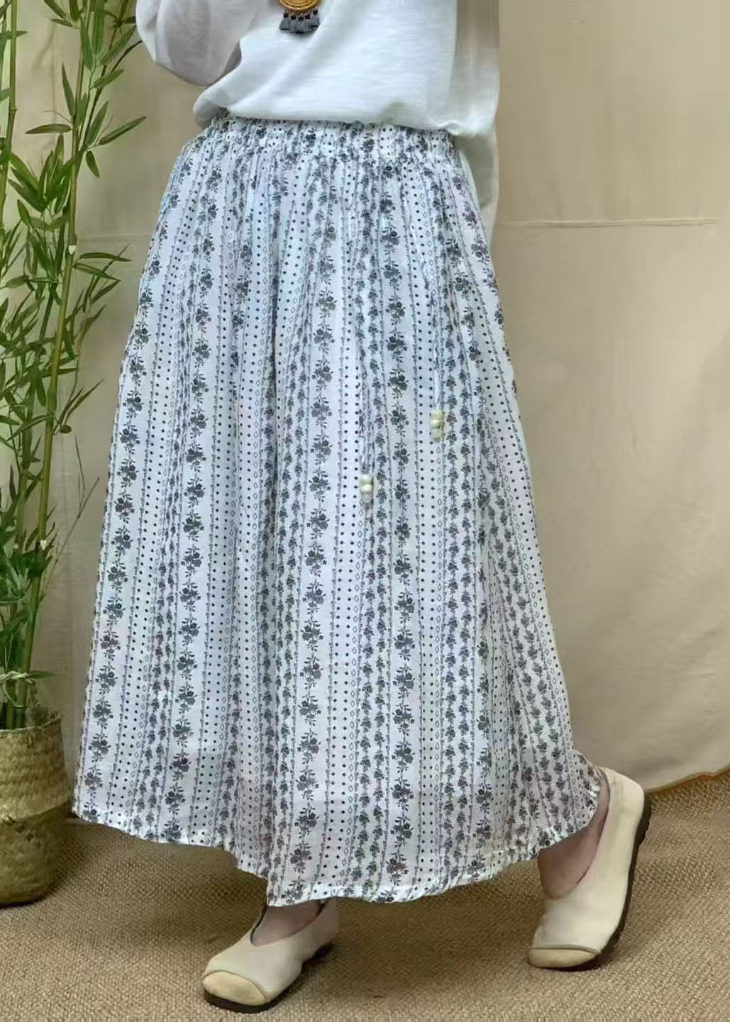 Italian Red Tasseled Jacquard Linen Skirts Summer