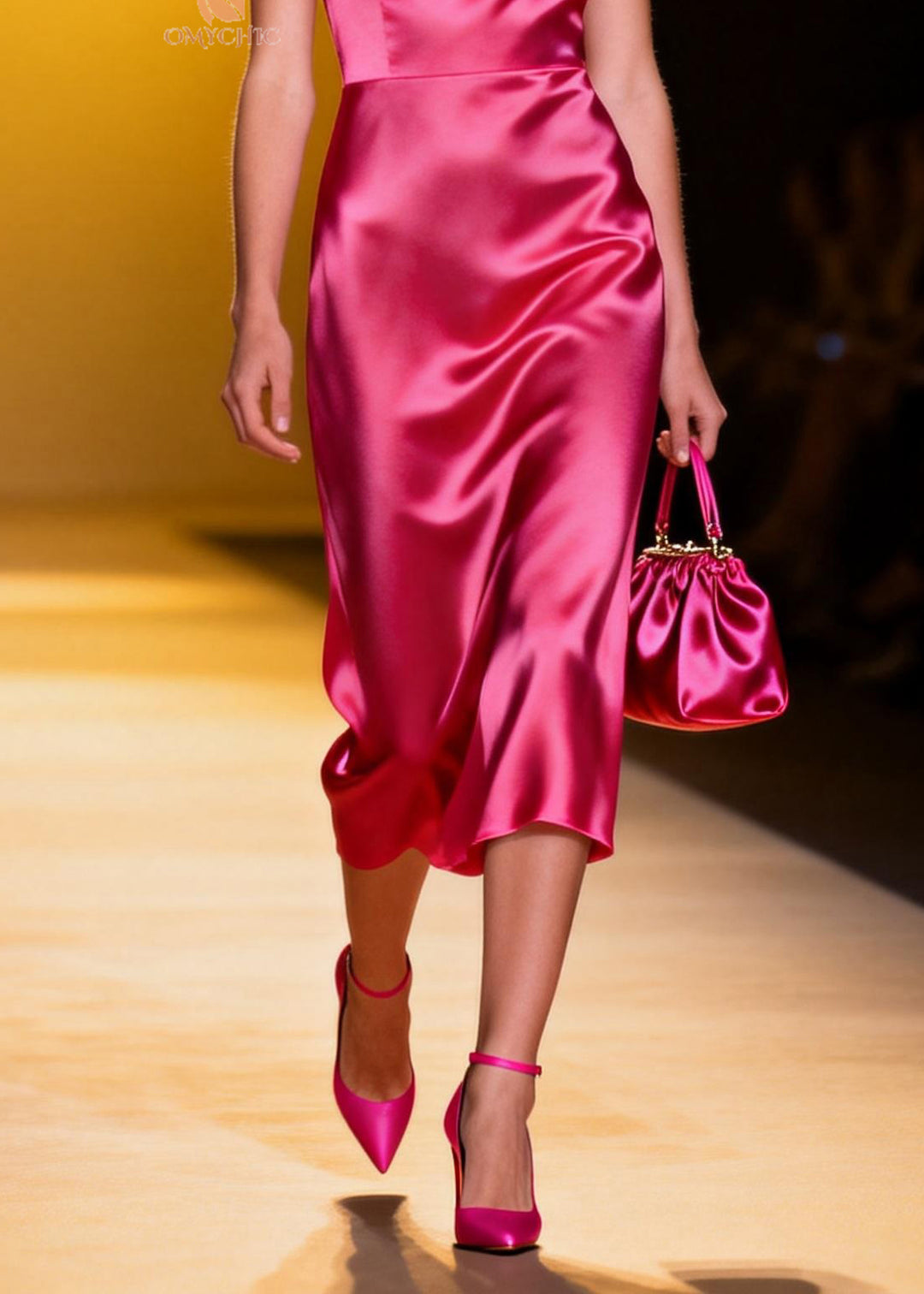 Italian Rose V Neck Patchwork Draping Silk Dresses Summer