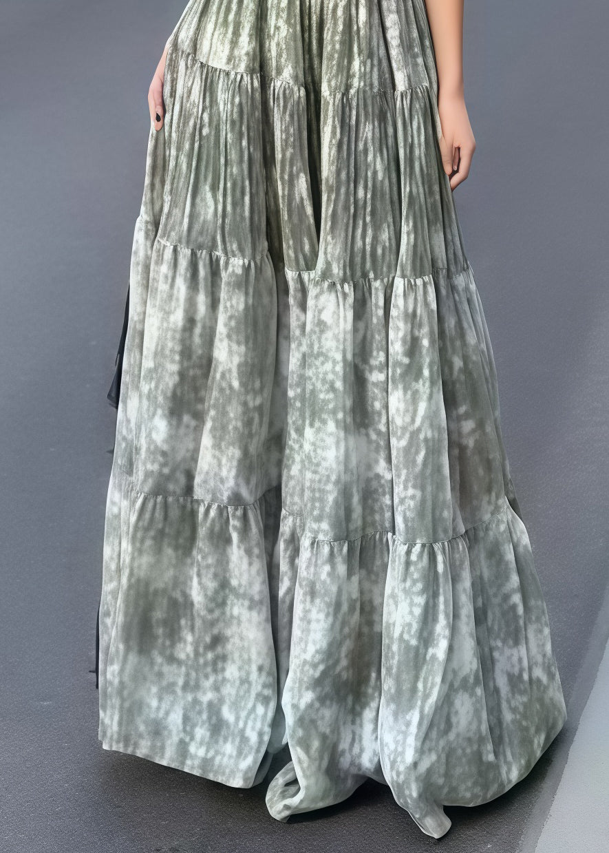 Italian Tie Dye Exra Large Hem Strapless Dress Summer