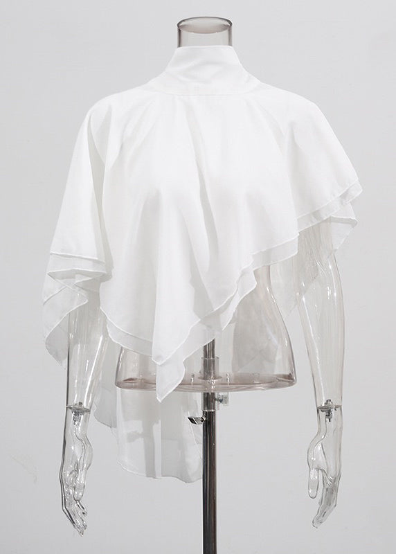 Italian White Asymmetrical Design Chiffon Shirt Tops Fall