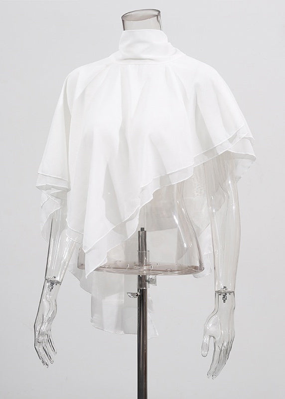 Italian White Asymmetrical Design Chiffon Shirt Tops Fall