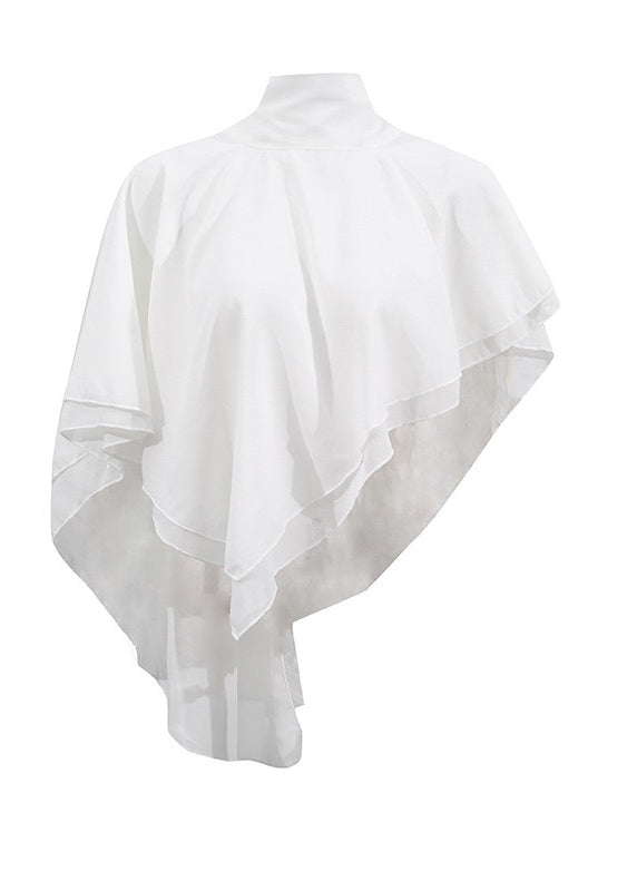 Italian White Asymmetrical Design Chiffon Shirt Tops Fall