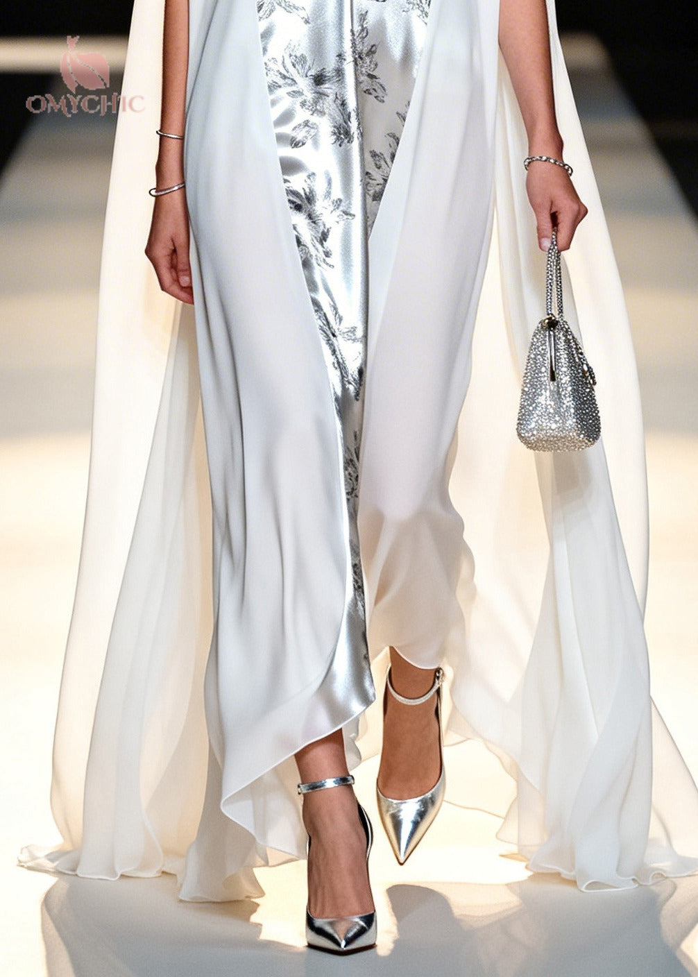 Italian White Oversized Patchwork Chiffon Maxi Dresses Sleeveless