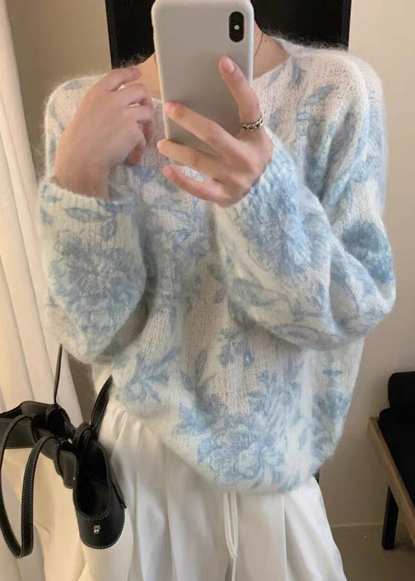 Jacquard Pink Embroidered Zircon Wool Knit Sweaters Fall