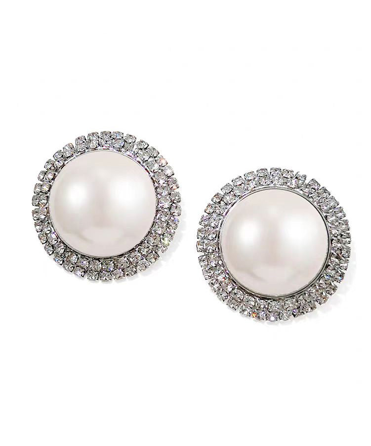 Japan South Korea Style Pearl Zircon Stud Earrings
