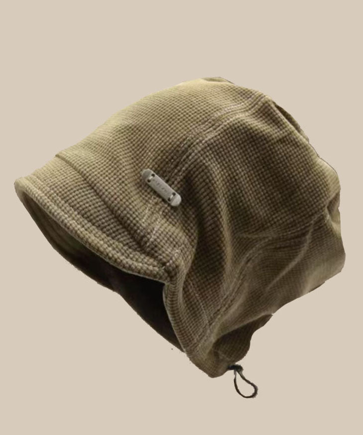 Japanese Black Drawstring Cotton Bucket Hat