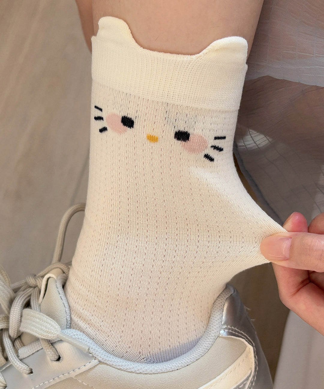 Japanese Cartoon Cute Cat Jacquard Mid Socks Cotton Summer