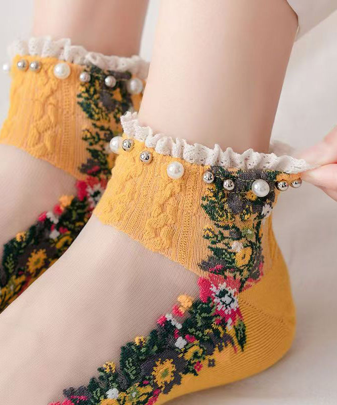Japanese Korean Style Pearl Ruffled Ankle Socks
