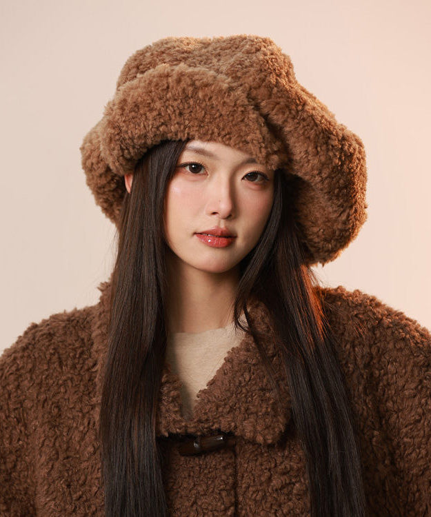 Japanese Style Brown Large Version Fuzzy Fur Fluffy Hat