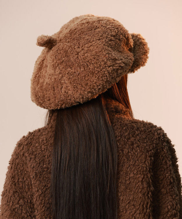 Japanese Style Brown Large Version Fuzzy Fur Fluffy Hat