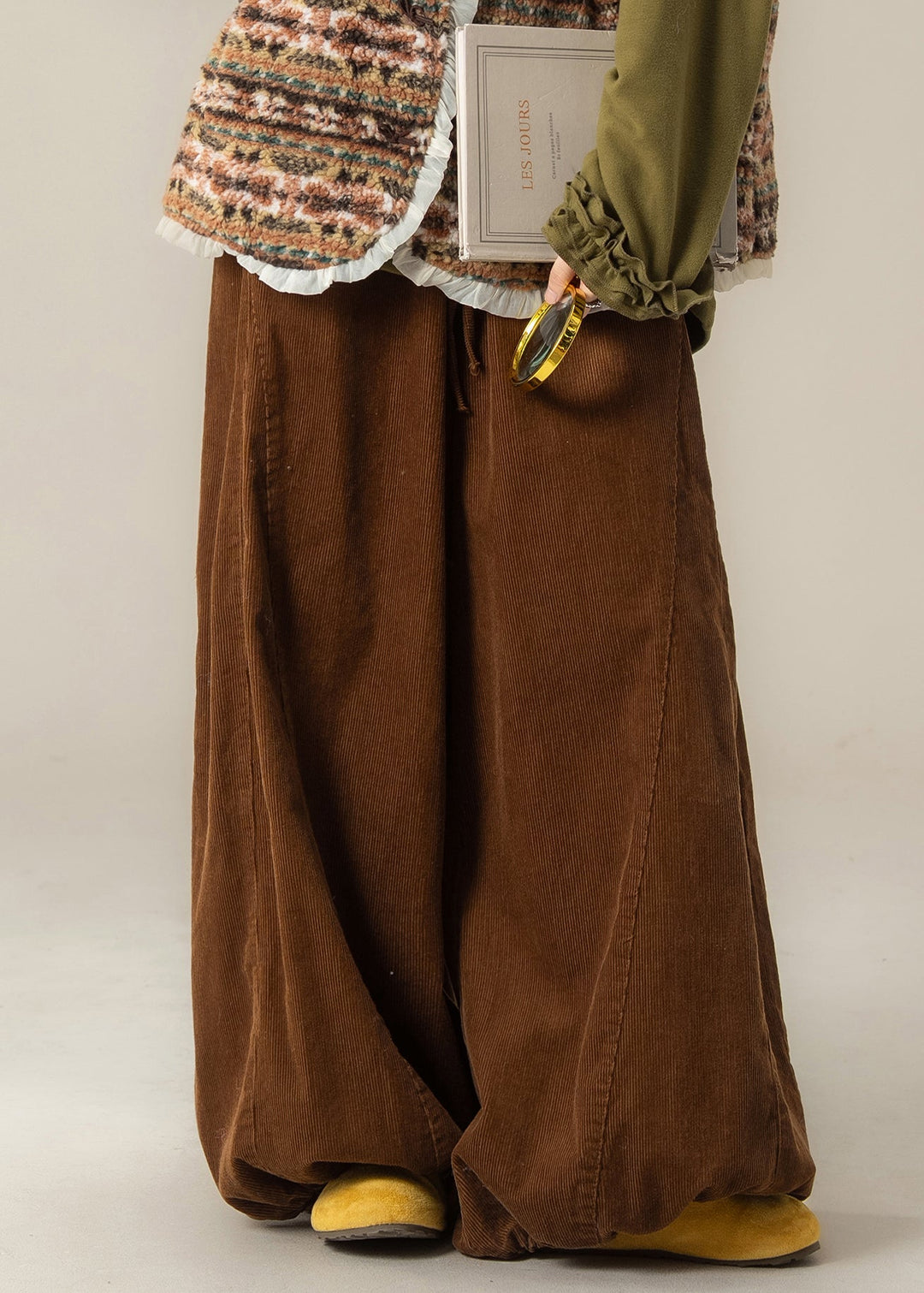 Japanese Style Faux Fur Vest Lace Patchwork Top And Pants 3 Piece Outfit Winter