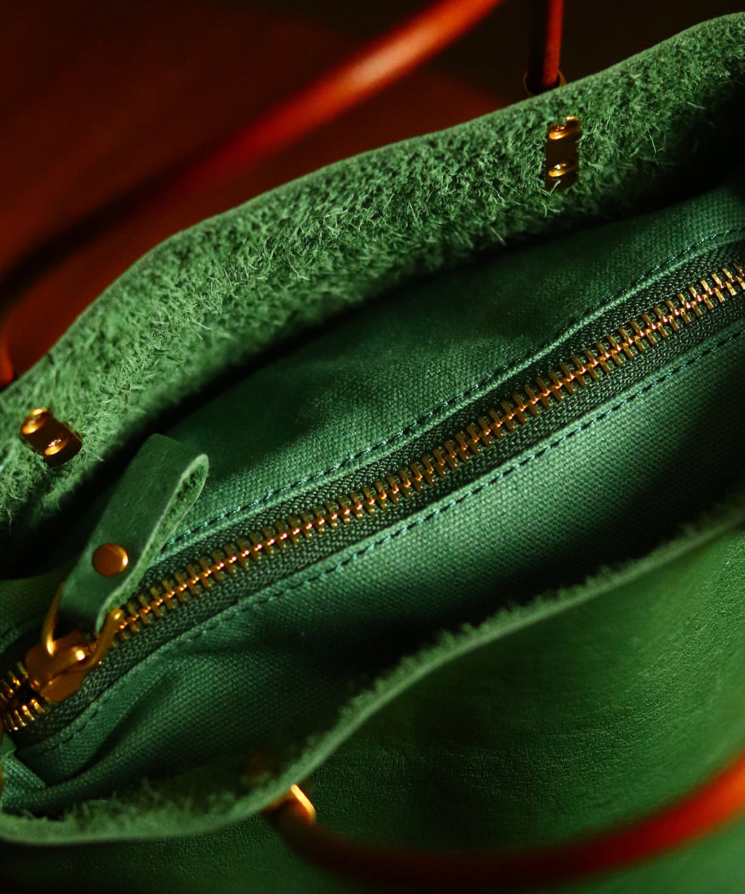 Japanese Style Green Calf Leather Bucket Bag