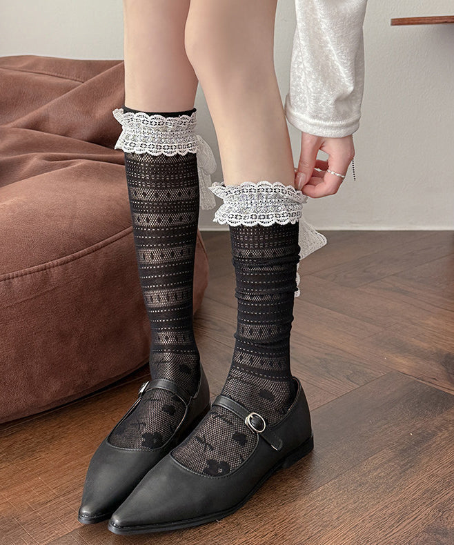 Japanese Style Hollow Lace Bow Calf Socks For Summer