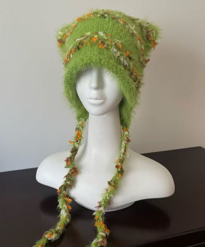 Japanese Style Red Cute Knitted Warm Ear Protection Hat