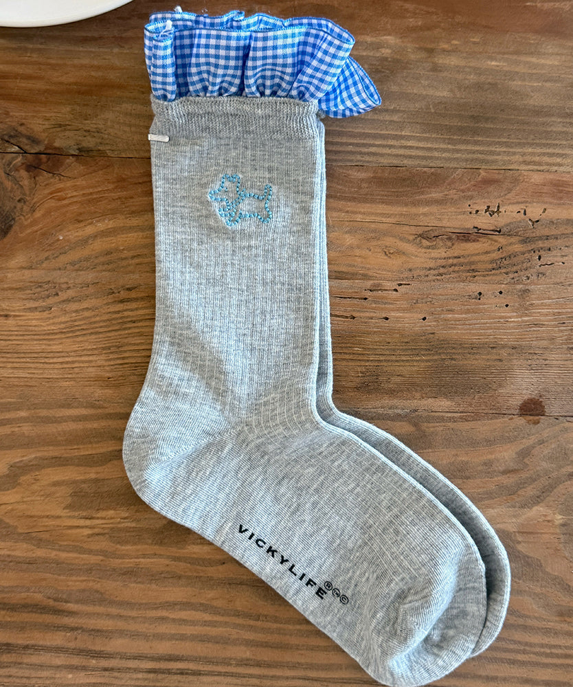 Japanese Style Ruffles Patchwork Cartoon Crew Socks