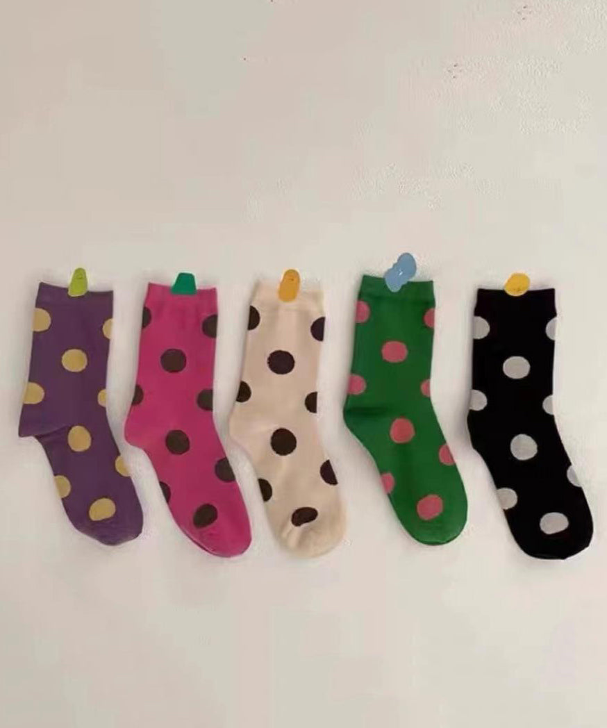 Japanese Style Sweet Dot Jacquard Versatile Crew Socks
