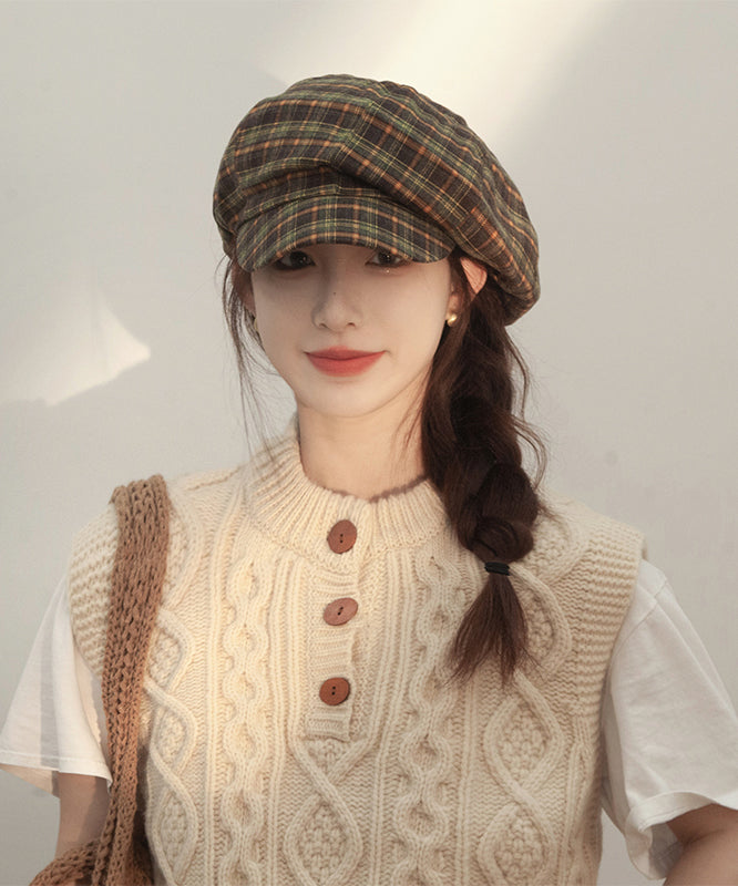 Japanese Style Yellow Plaid Breton Hat