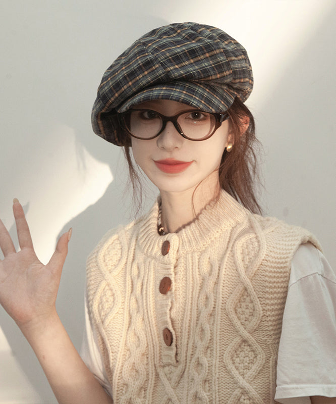 Japanese Style Yellow Plaid Breton Hat