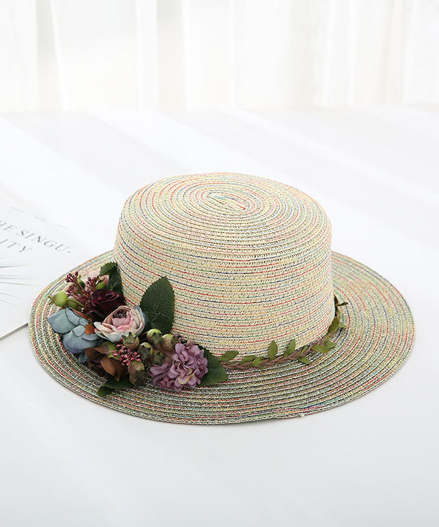 Japanese Vacation Style Flower Straw Woven Hat