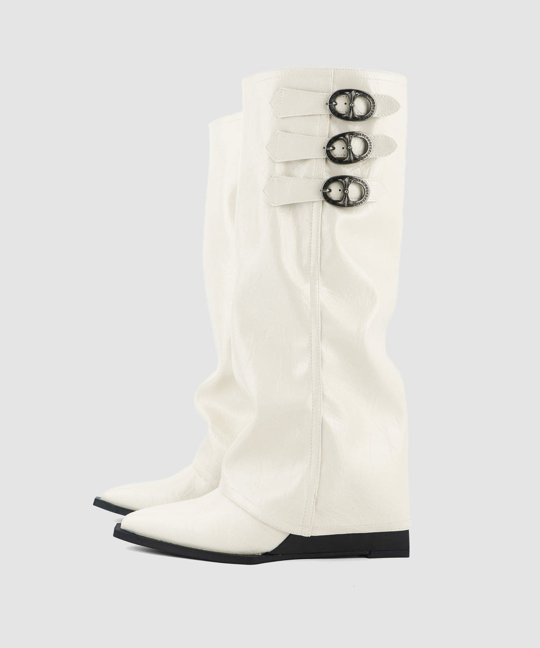 Khaki Boots Wedge Suede Fashion Splicing Pointed Toe