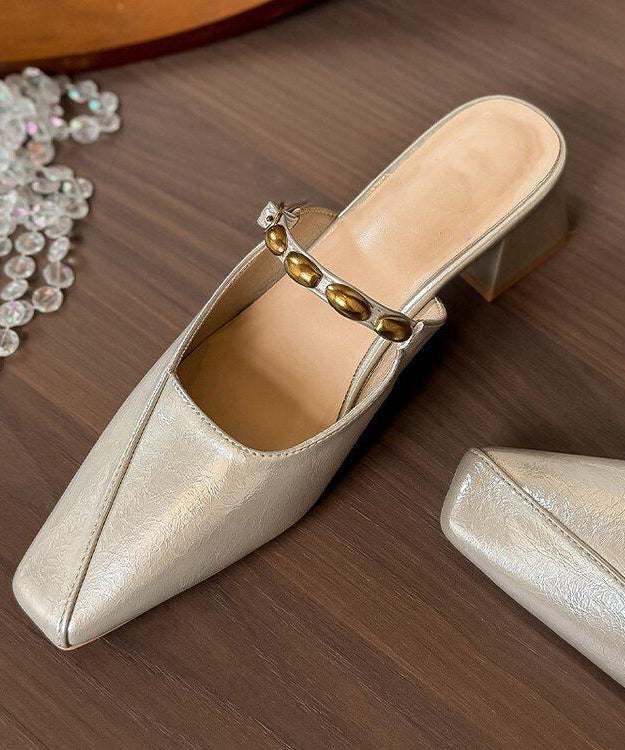 Khaki Chunky Faux Leather 2026 Flip Flops