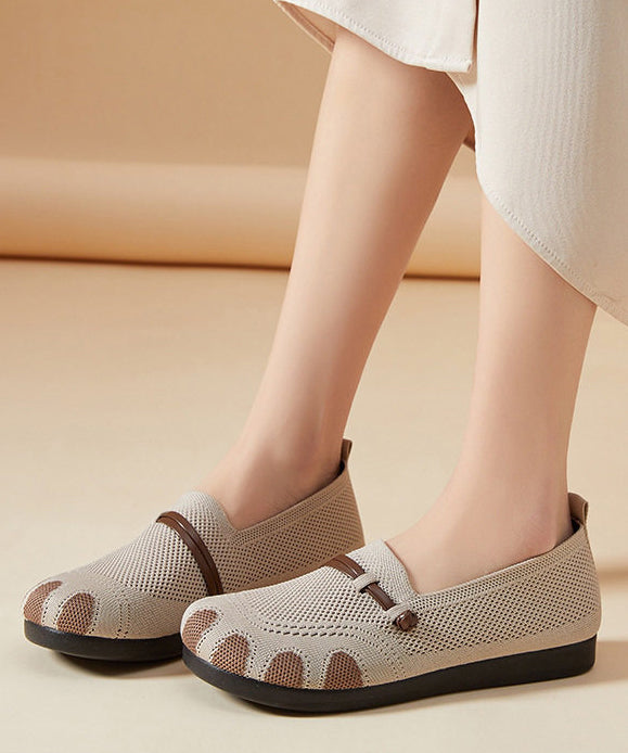 Knit Fabric Flat Feet Shoes Beige Flat Shoes
