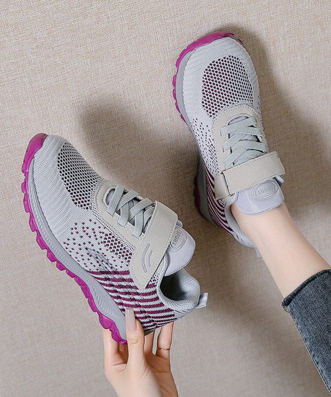 Knit Fabric Flat Feet Shoes Buckle Strap Flat Shoes