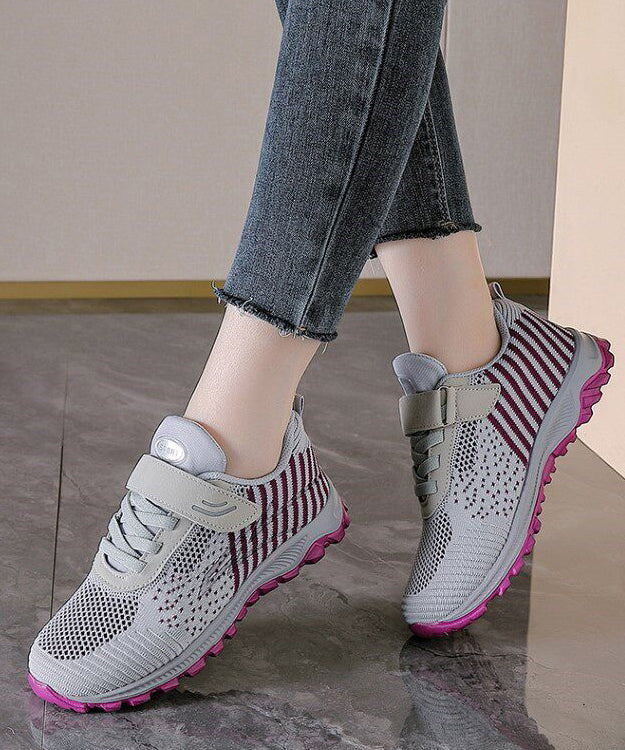Knit Fabric Flat Feet Shoes Buckle Strap Flat Shoes