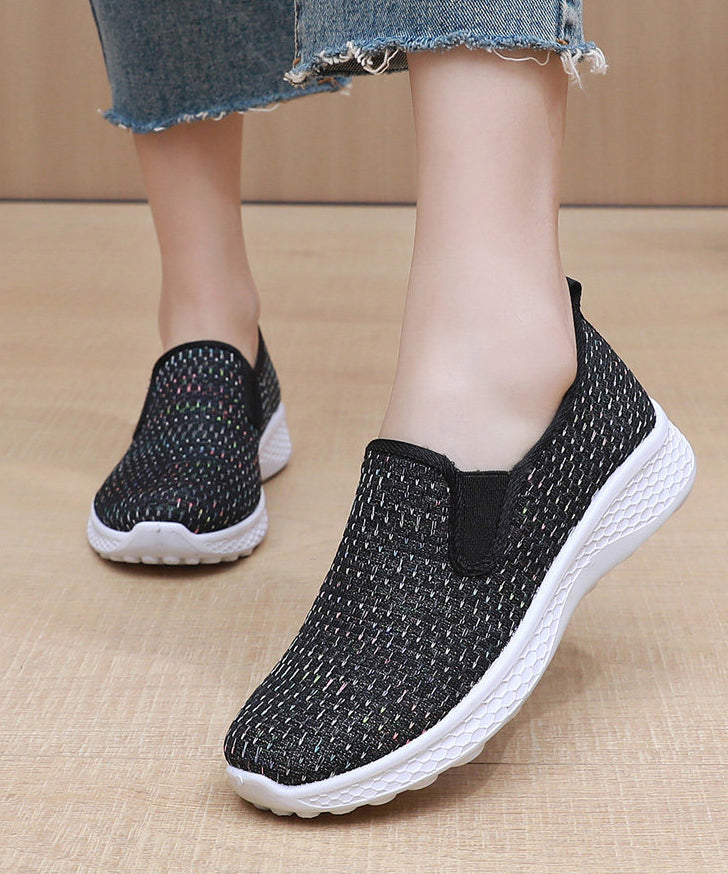 Knit Fabric Flat Shoes For Women Fine Print Flat Shoes