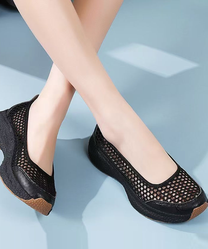 Knit Fabric Flat Shoes For Women Hollow Out Flat Shoes For Women