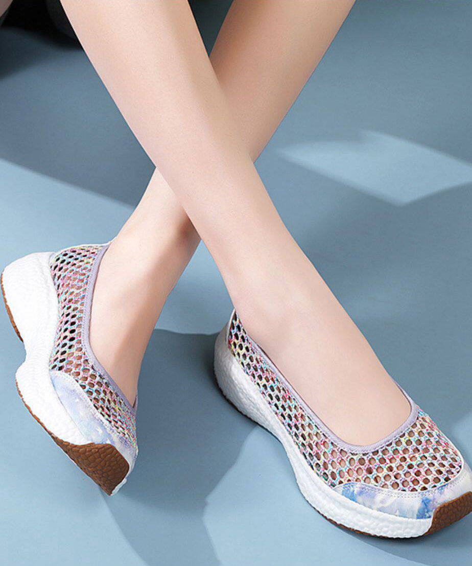 Knit Fabric Flat Shoes For Women Hollow Out Flat Shoes For Women