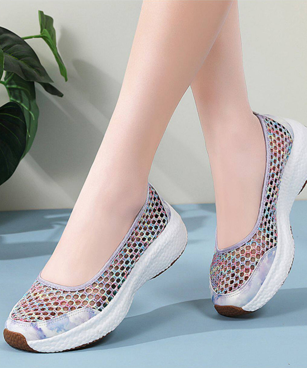Knit Fabric Flat Shoes For Women Hollow Out Flat Shoes For Women
