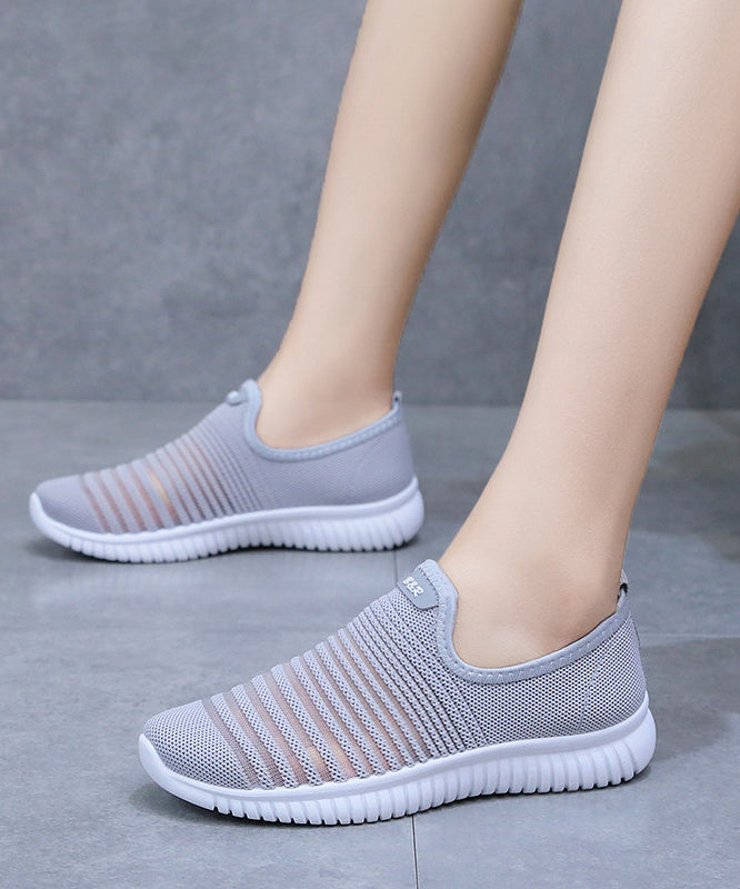 Knit Fabric Flat Shoes For Women Hollow Out Flat Shoes