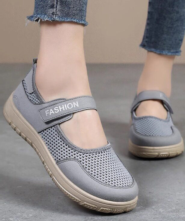 Knit Fabric Flats Buckle Strap Flat Feet Shoes