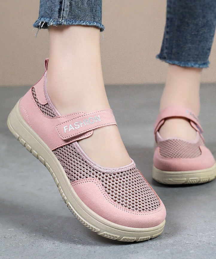 Knit Fabric Flats Buckle Strap Flat Feet Shoes