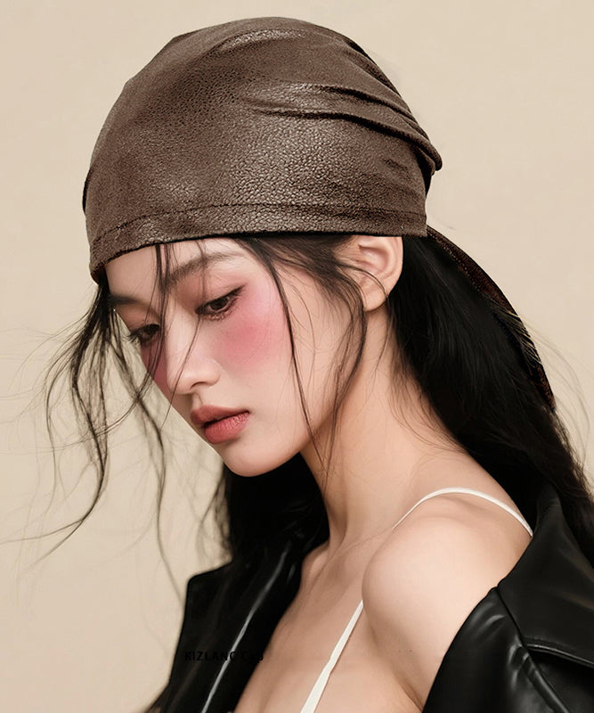 Korean Design Black Spicy Girl Faux Leather Boonie Hat