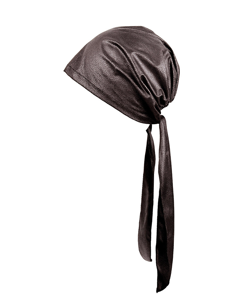 Korean Design Black Spicy Girl Faux Leather Headband Thin Style