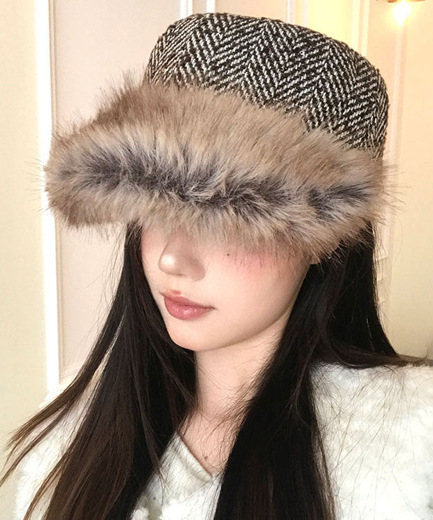 Korean Style Brown Warm Fleece Equestrian Hat Winter