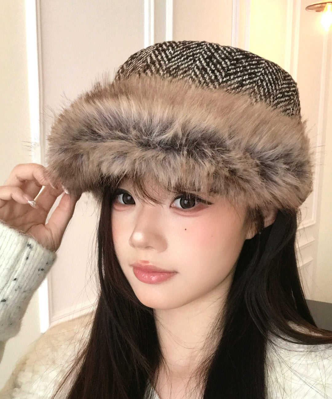 Korean Style Brown Warm Fleece Equestrian Hat Winter