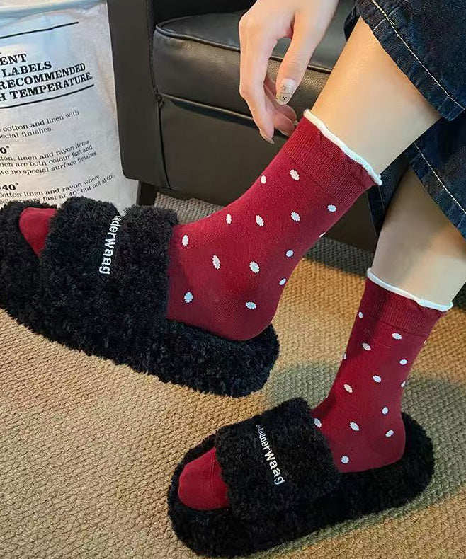 Korean Style Jacquard Pattern Cotton Mid Calf Socks