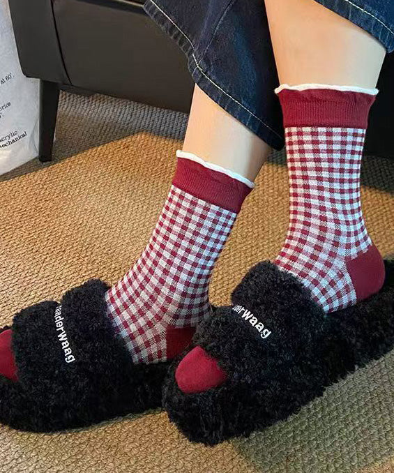 Korean Style Jacquard Pattern Cotton Mid Calf Socks