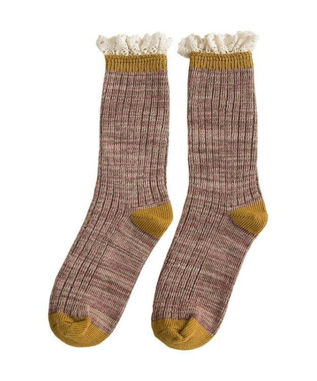 Korean Style Lace Patchwork Autumn Winter Mid Calf Socks