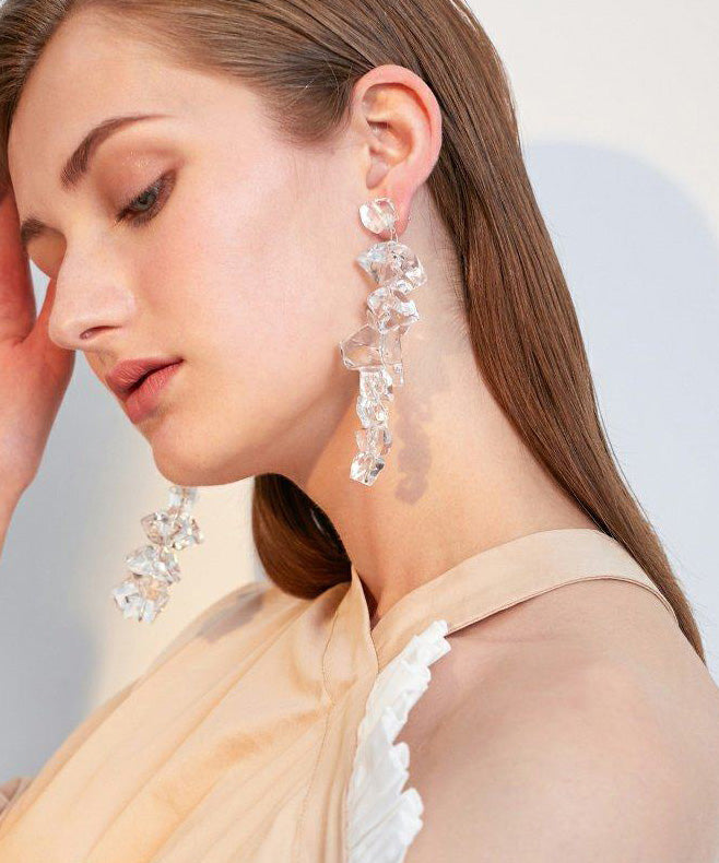 Korean Style Long Tassel Crystal Stud Earrings