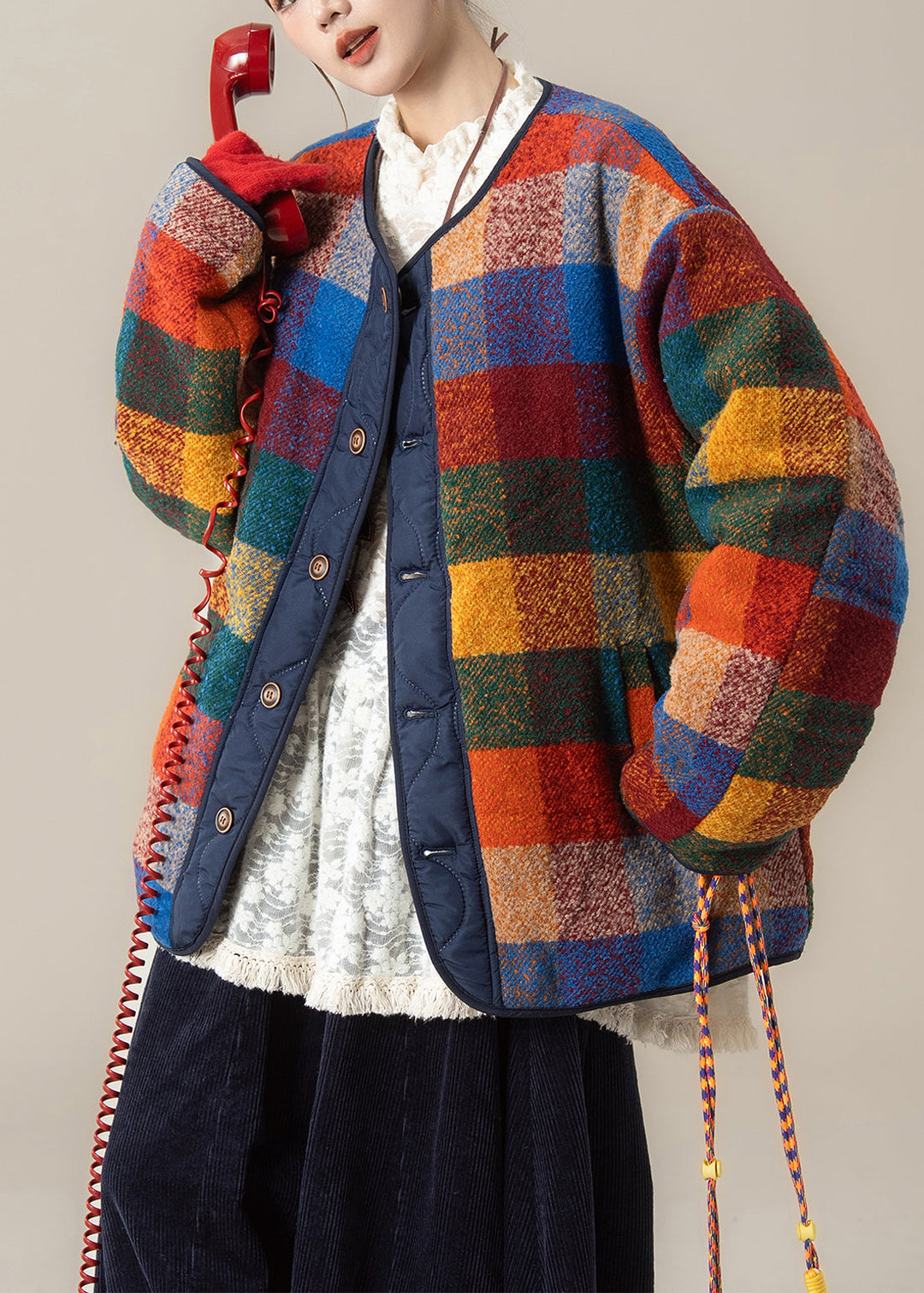 Korean Style On Both Sides Fine Cotton Filled Coat 3 Piece Outfit Winter