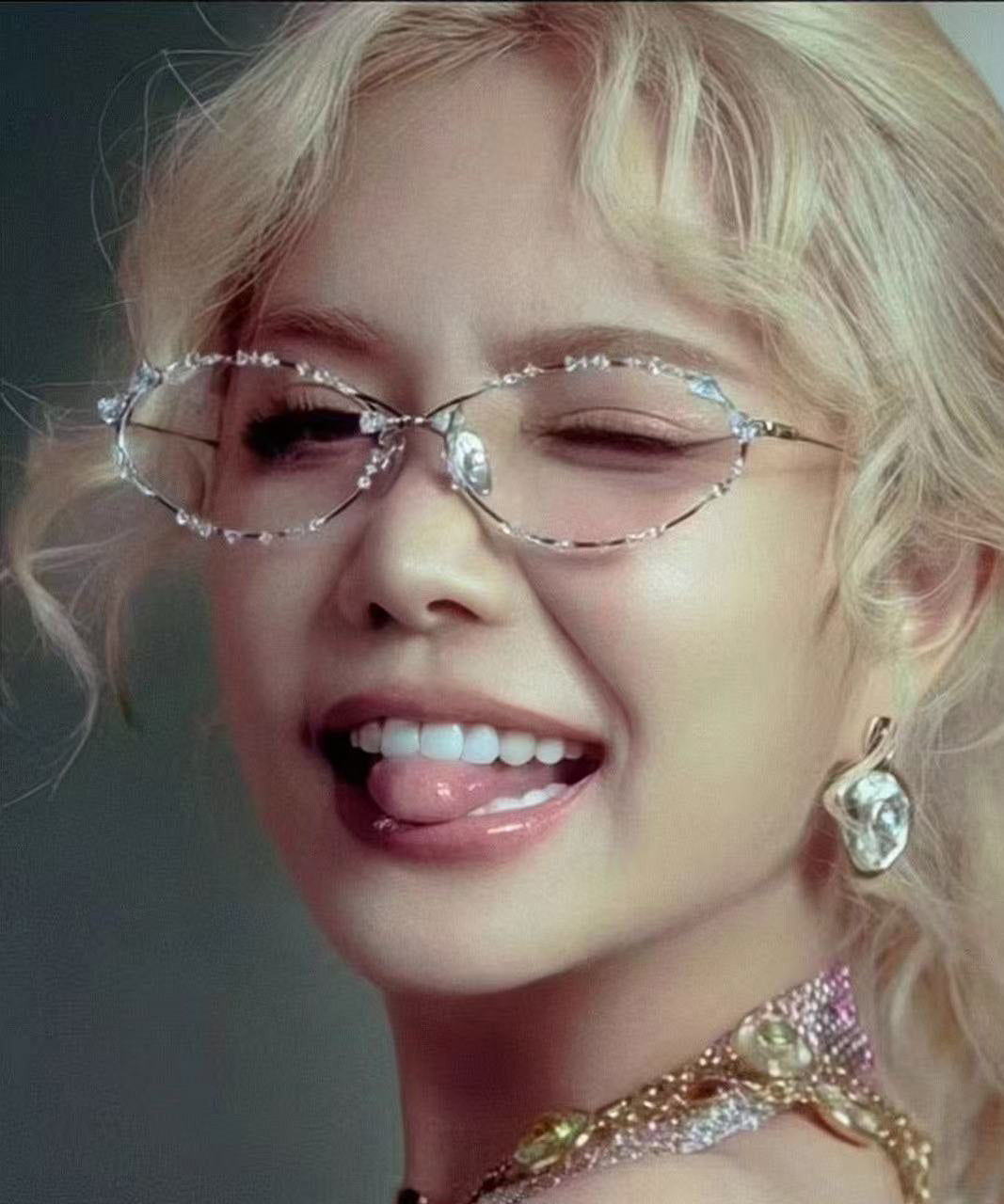 Korean Style Spicy Girl Zircon Metal Sunglasses