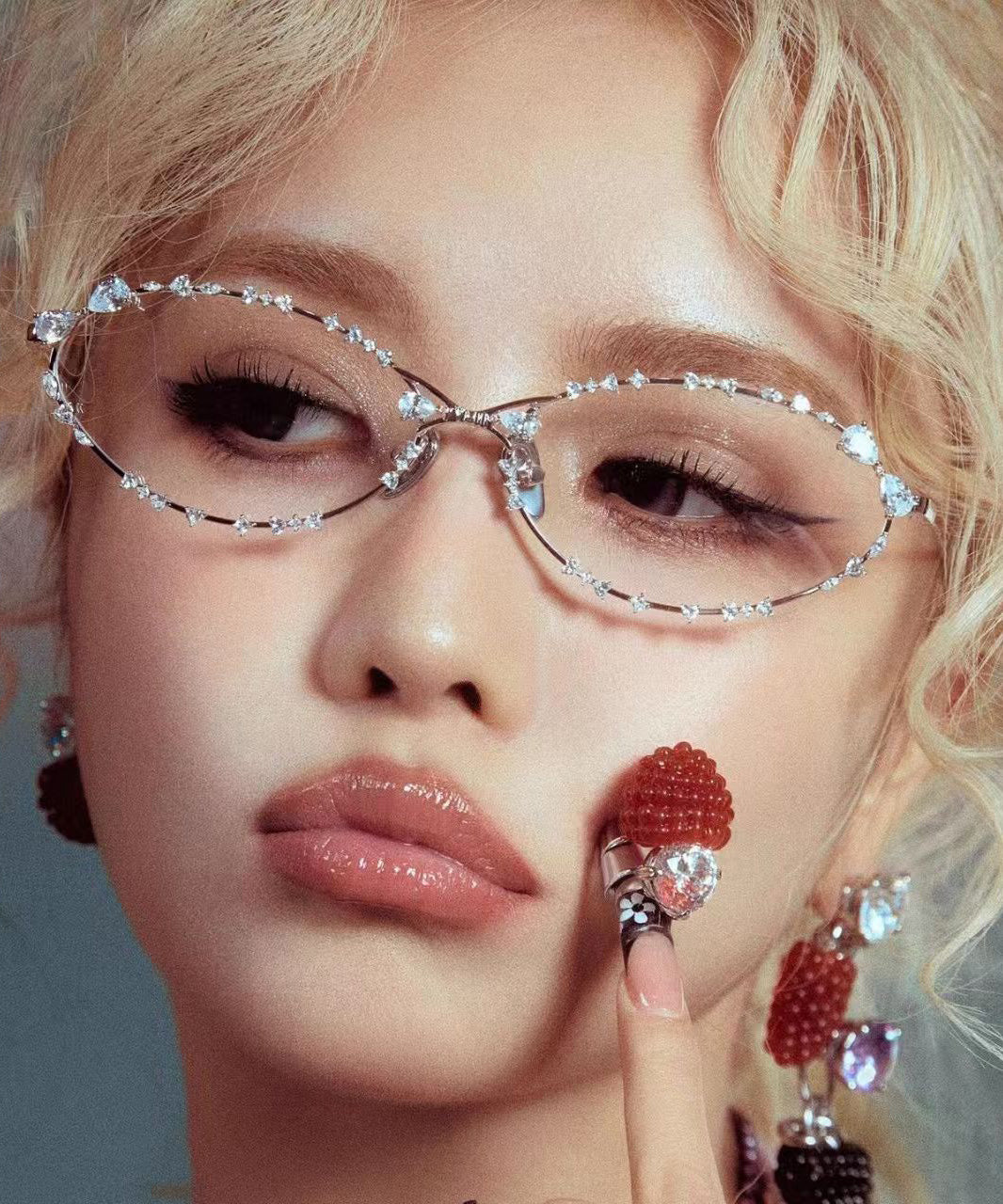 Korean Style Spicy Girl Zircon Metal Sunglasses