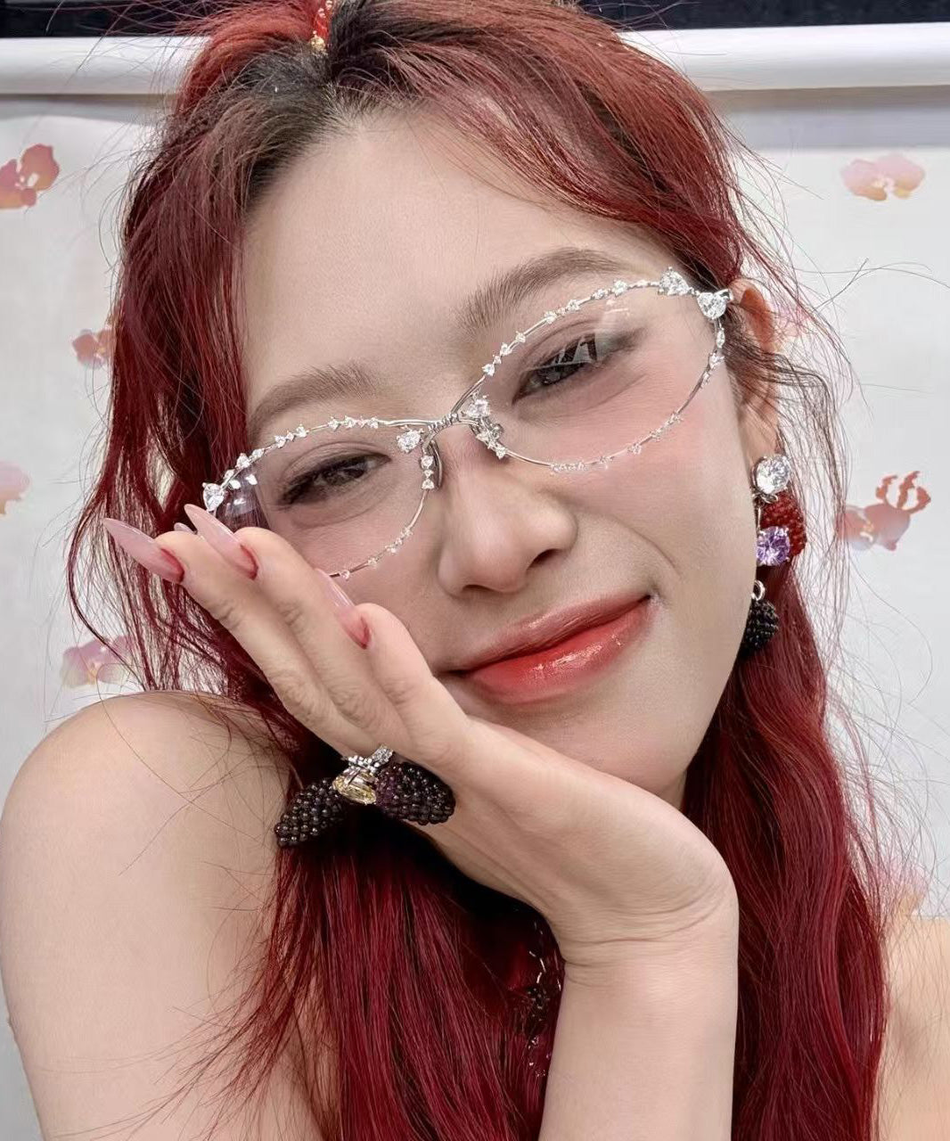 Korean Style Spicy Girl Zircon Metal Sunglasses