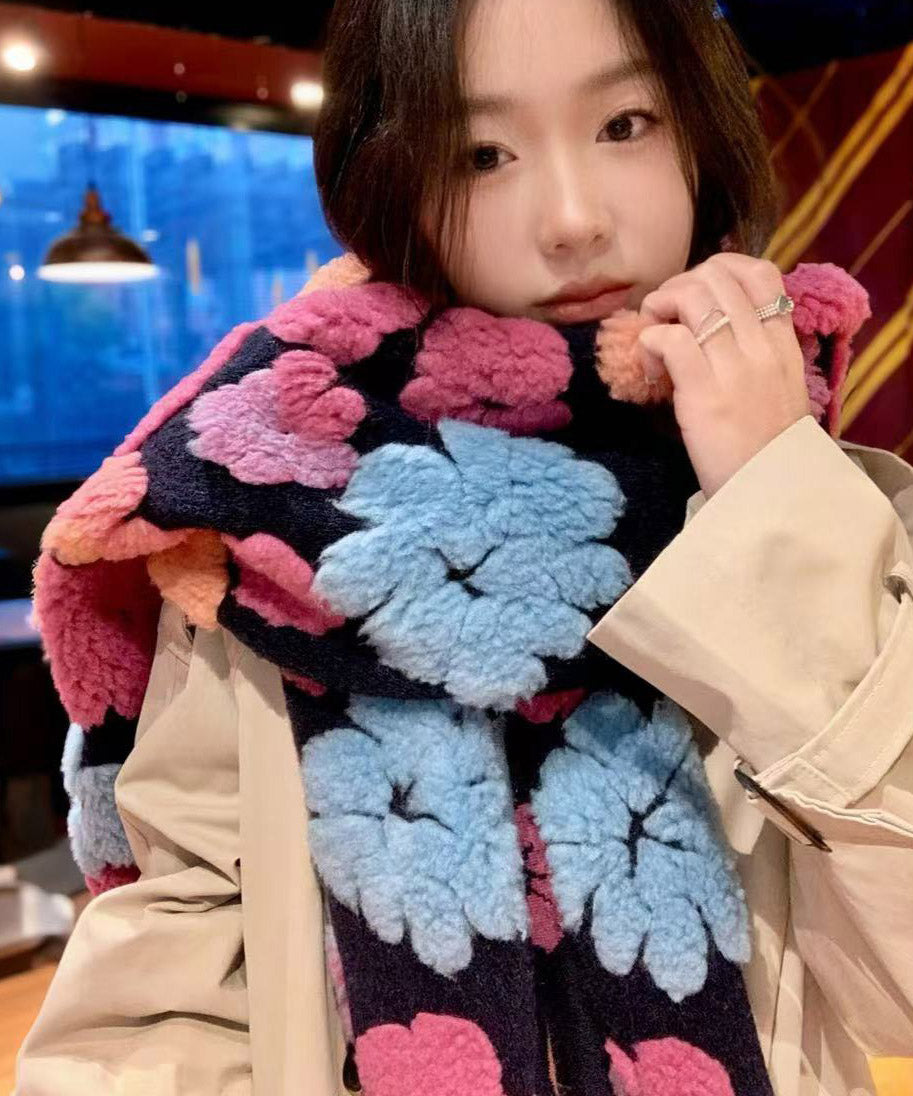 Korean Style Three-Dimensional Flower Thick Warm Scarf